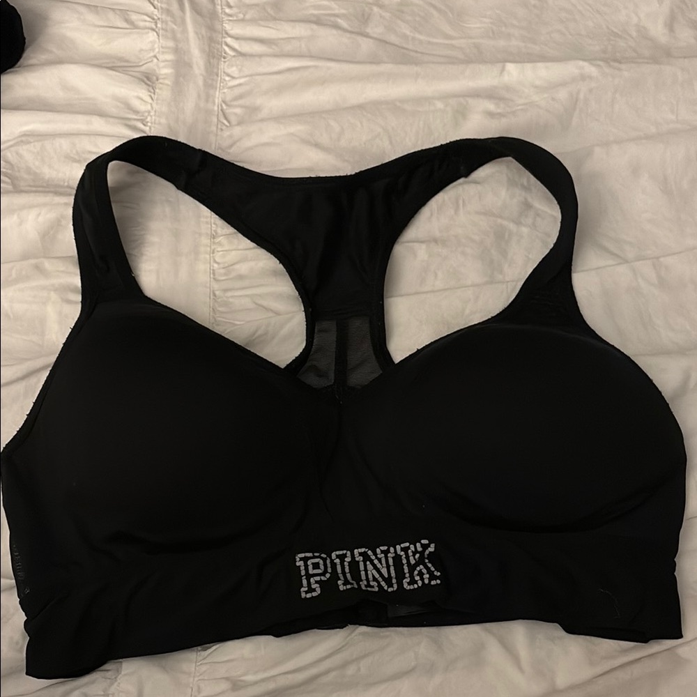 PINK Victoria's Secret Black Racerback Sports Bra